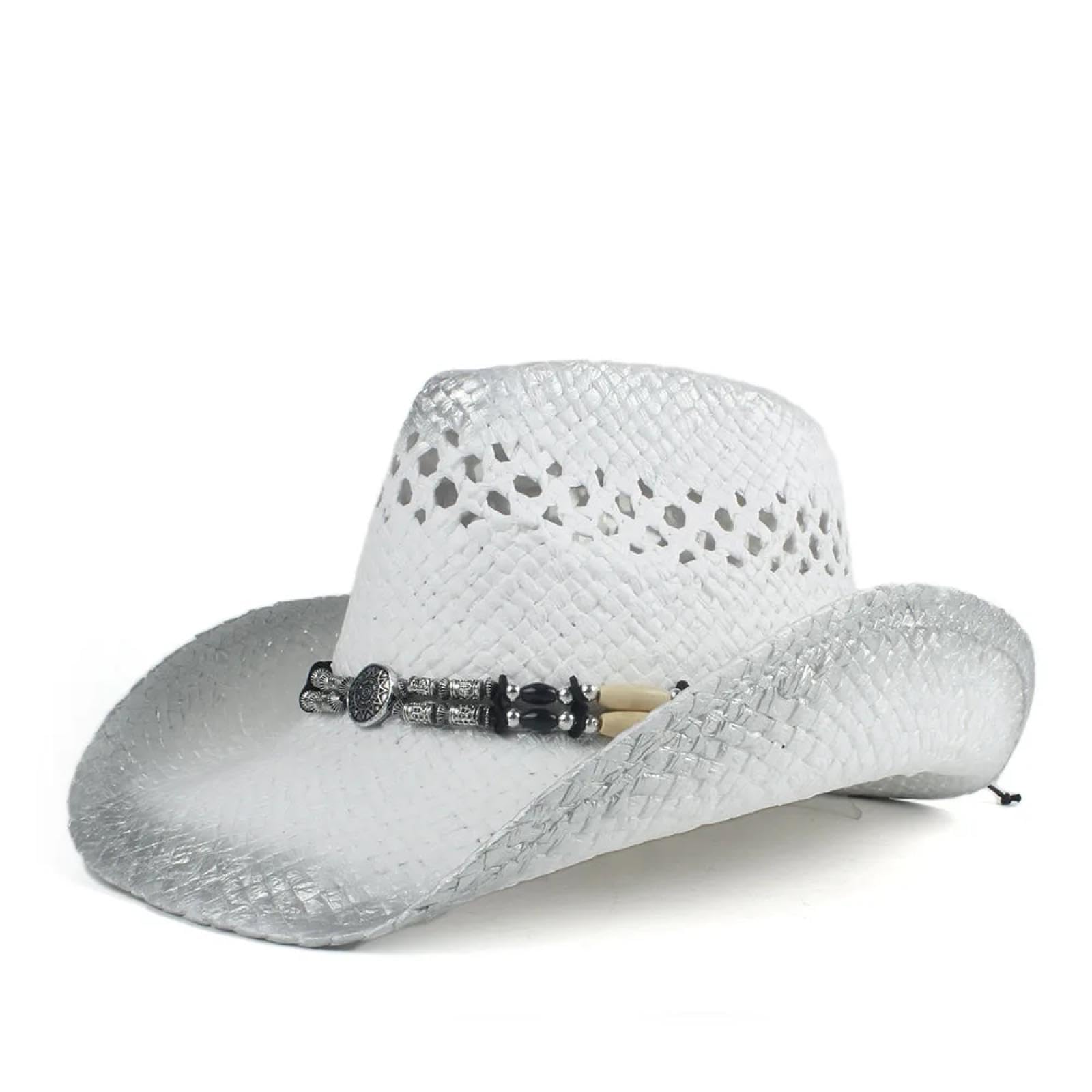 Sombreros Cowboy Retro Hecho A Mano Tejido Paja Mujeres Hombres Hueco Sombrero De Cowboy del Oeste Señora Papá Vaquera Jazz Gorras para El Sol