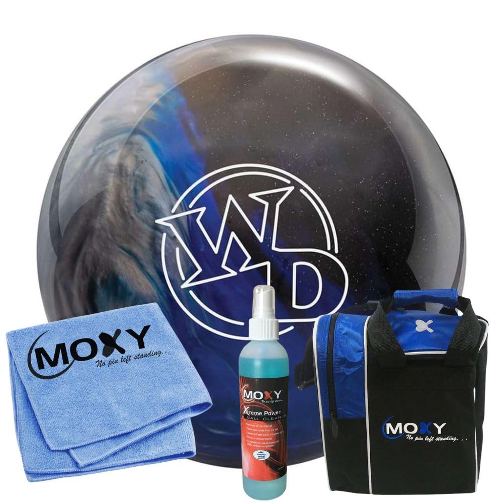 Bowlerstore Products Columbia 300 White Dot Blue/Black/Silver Bowling Ball | Moxy Strike Royal Bowling Bag | Moxy Royal Micro Fiber Towel | Moxy Xtreme Power Cleaner Package 11lbs