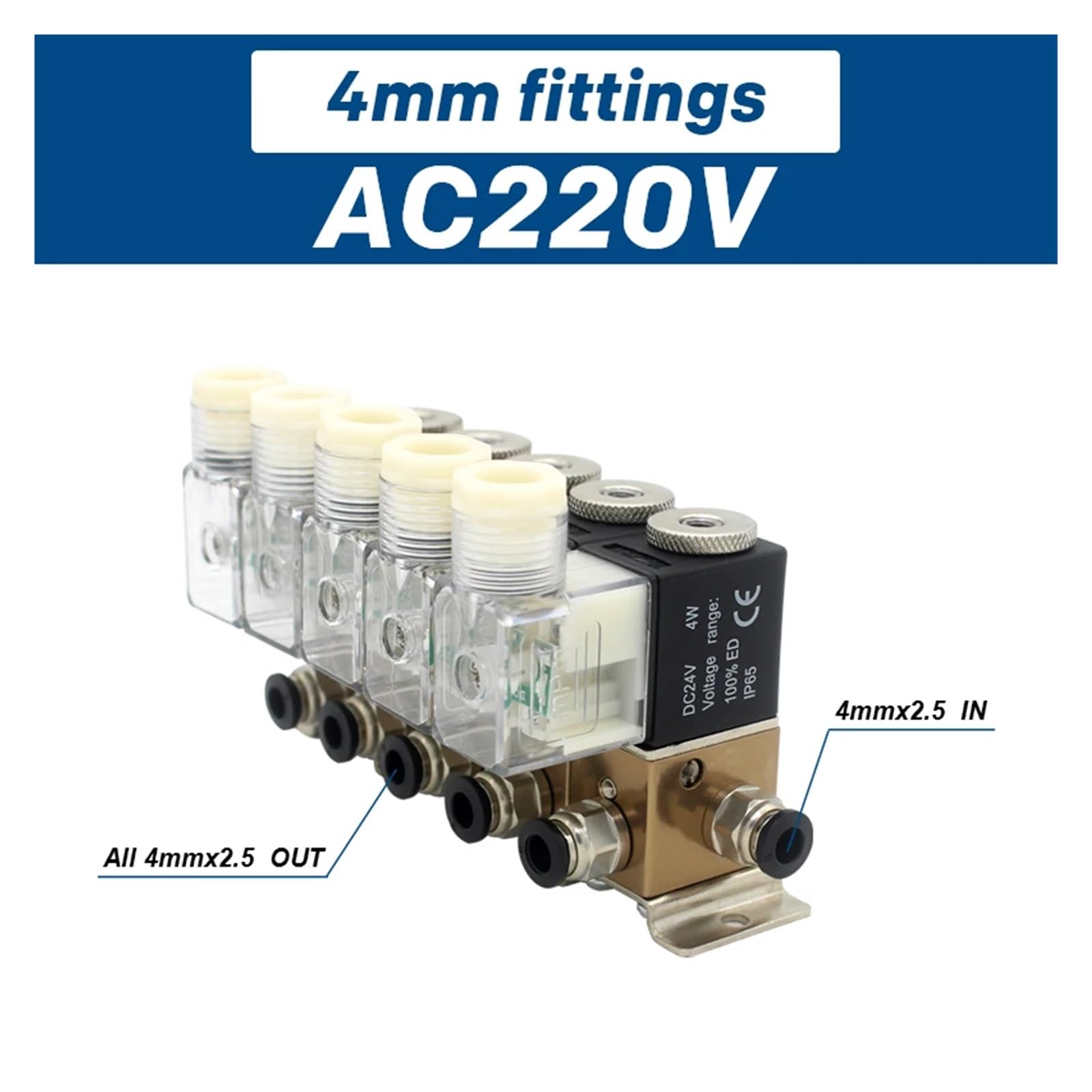 3V1-06 Electroválvula neumática de 3/2 vías Normalmente Cerrada, combinación de presión Positiva y Negativa, Control Universal con Ventosa(AC220V 4mm Fittings,5F)