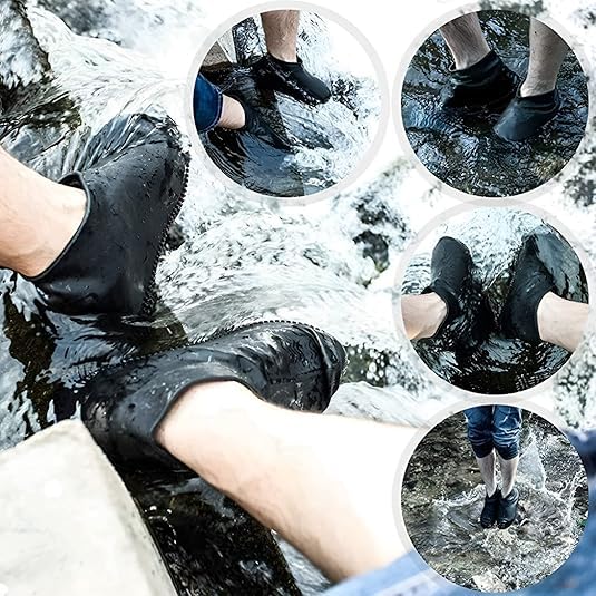 Image of Waterproof Silicone Shoe Covers, Reusable, Foldable, Non-Slip Rain Boot Protectors for Men and Women