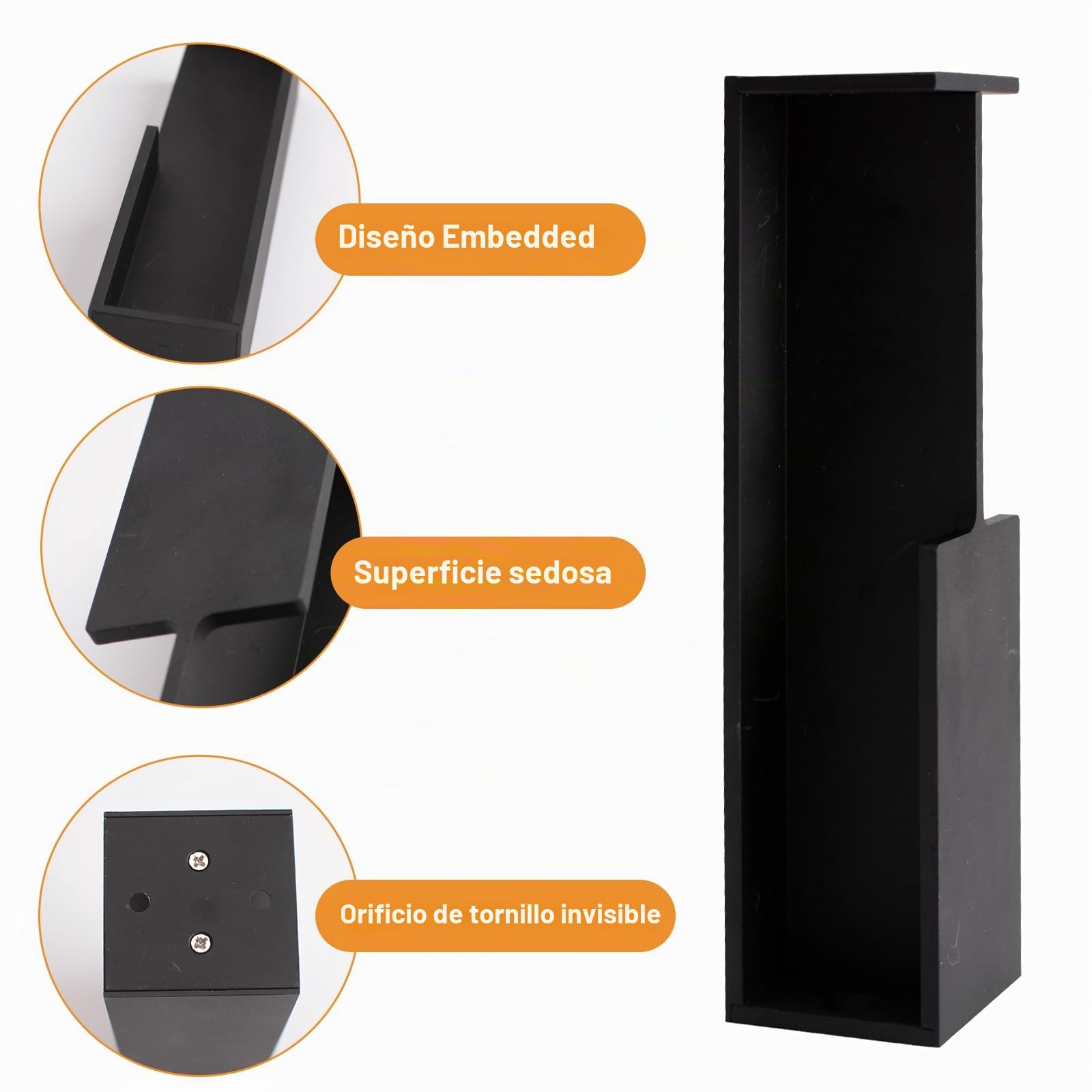 MOROBOR 1 manija de puerta de bolsillo, manija oculta para puerta de granero, manijas modernas de aleación de aluminio para puerta corredera de granero (negro)