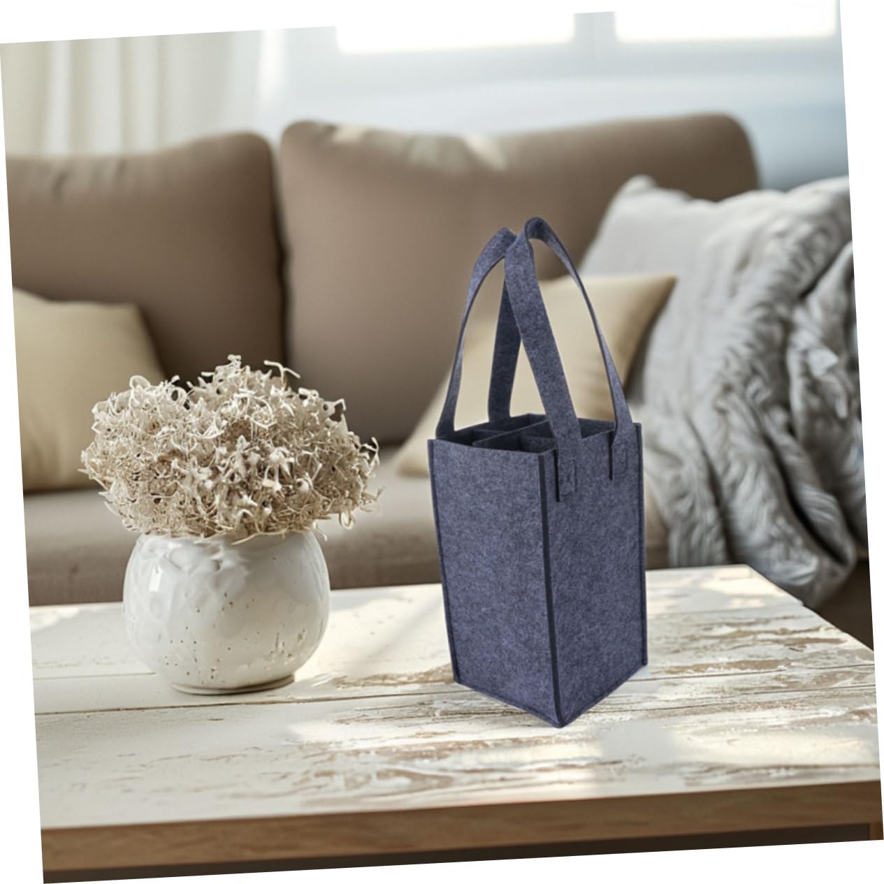 Luxshiny Bolsa para Botellas de Vino de Fieltro, 4 Piezas, Asa