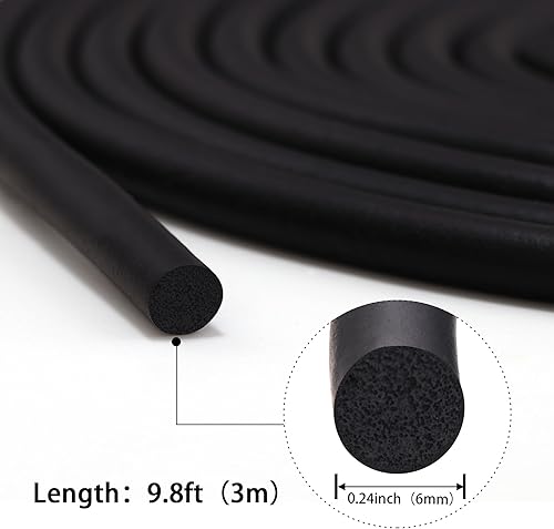 Miniatura 2 de Varilla de respaldo para huecos y juntas, cuerda de relleno de hormigón de goma negra (14 pulgadas de diámetro x 9.8 pies de longitud)