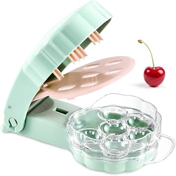 Cherry Pitter Tool,Kitchen Gadgets,Fruit Core Pit Remover,6 Cherries Seed RemoverLight Green
