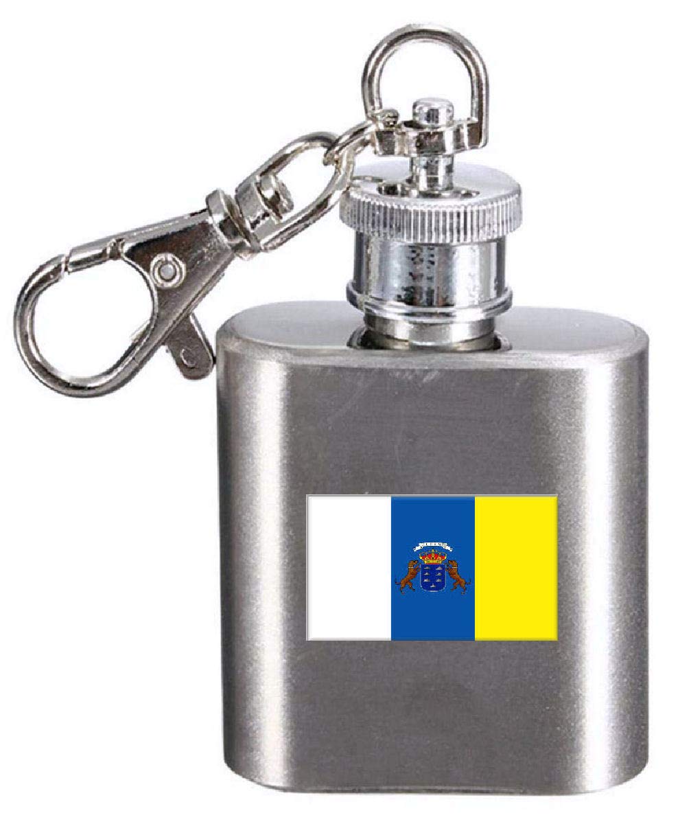 Flasque porte-clés drapeau Canaries en inox gravé
