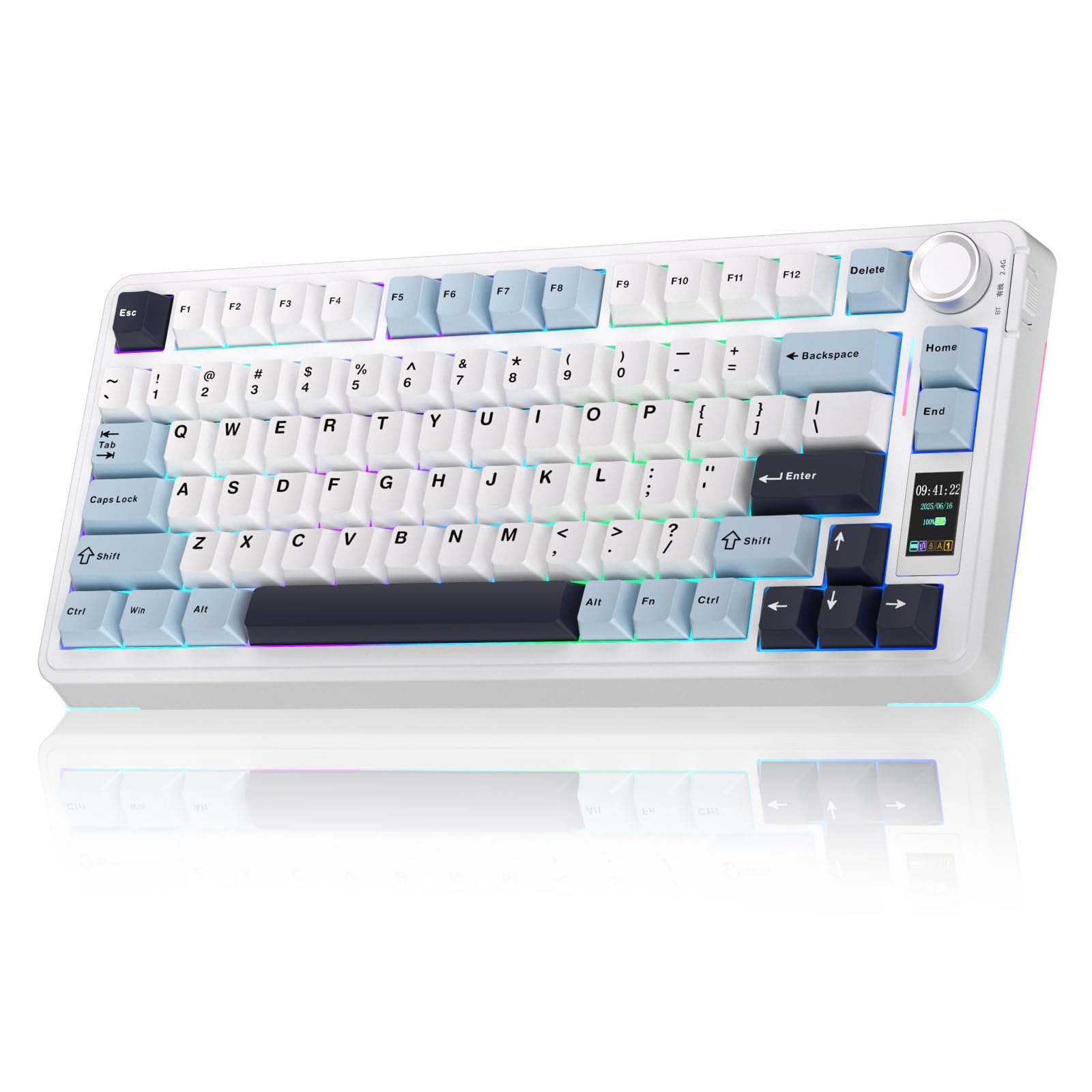 AULA S75 PRO Wireless Mechanical Keyboard with Screen&Knob, 75% Hot Swappable Gaming Keyboard with Pre-lubed Switches, RGB Backlit, PBT Keycaps Creamy Sounding Pc Gaming Keyboards