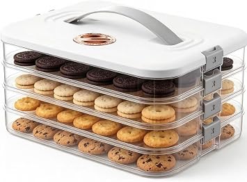4-Layer Dumpling Storage Containers with Lids, Airtight Cookie Containers