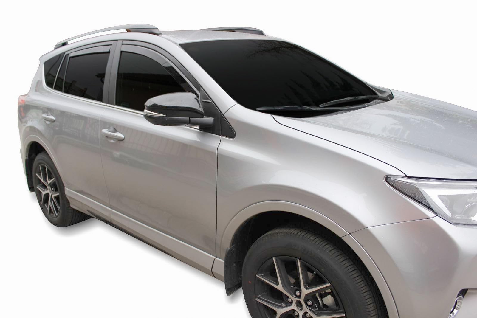 J&J AUTOMOTIVE GD Déflecteurs d'air et de Vent pour Toyota RAV-4 2012-2019, Ensemble 4pcs, Teintés, Avant et Arrière, Aérodynamique