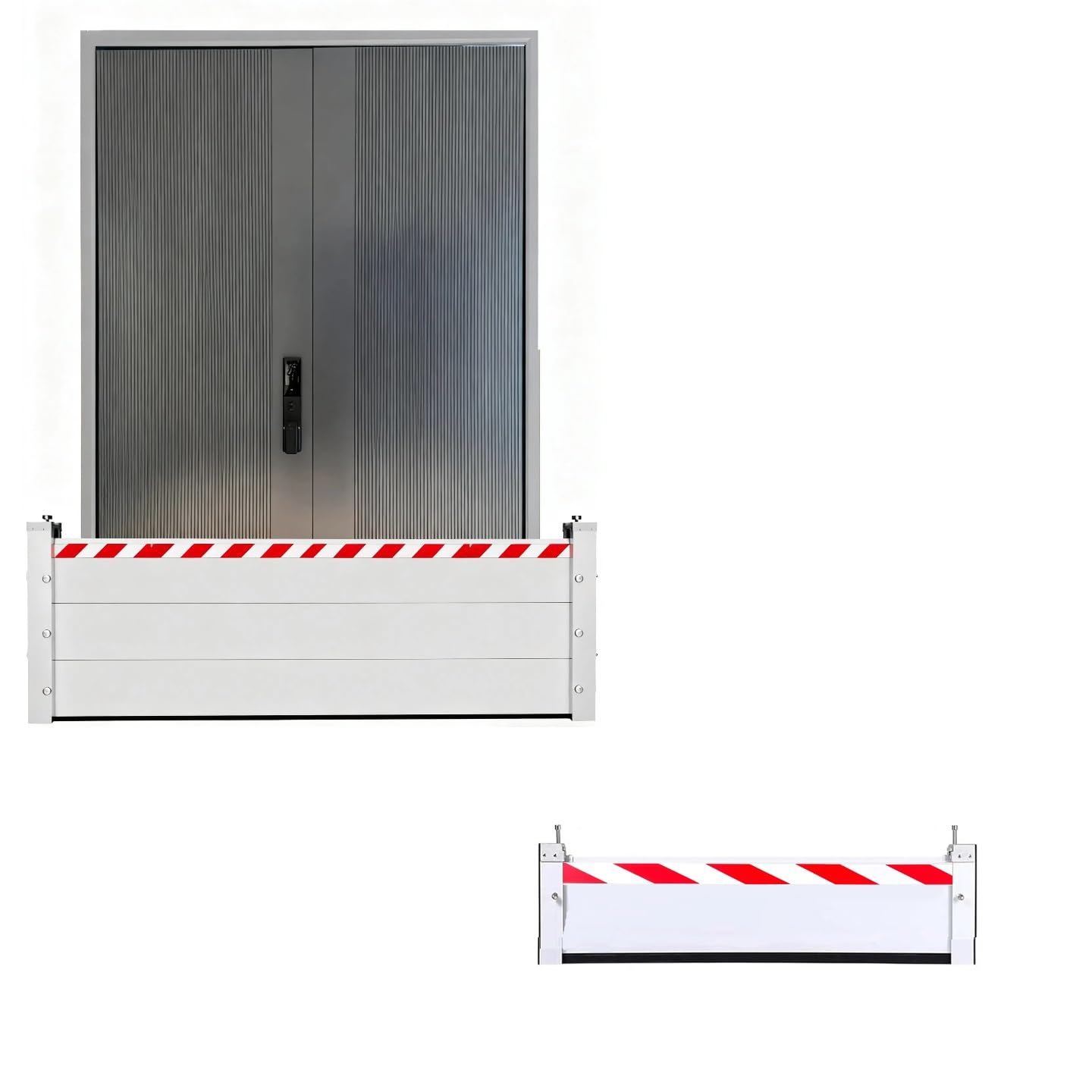 Plaque retenue d'eau aluminium 125x20cm amovible avec système batardeau anti-inondation mobile