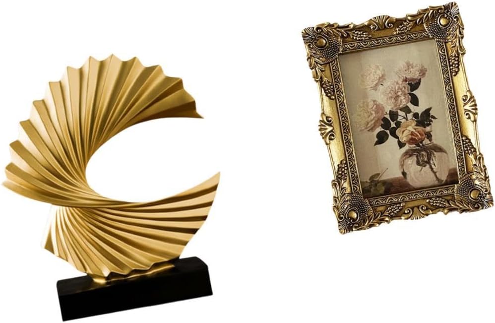 Fenteer Wave Sculpture Resin Tabletop Baroque Photo Frame Ornate Picture Frame Modern Abstract Design Suitable for Home Office Living Room Gift Giving