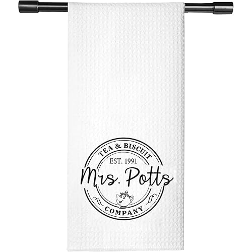 TSOTMO Novelty Movie Inspired Mrs. Potts Tea & Biscuit Company Kitchen Towel Dish Towel (Mrs. Potts Towel)