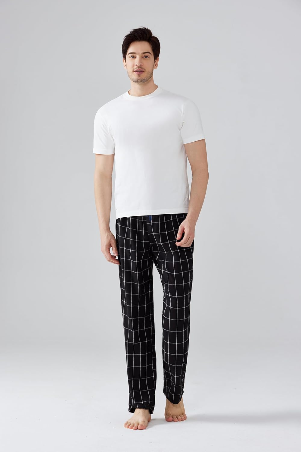 Mens Pajama Pants Flannel Cotton Plaid Sleep & Lounge Pants, PJ Bottoms with Pockets and Button Fly - Image 2