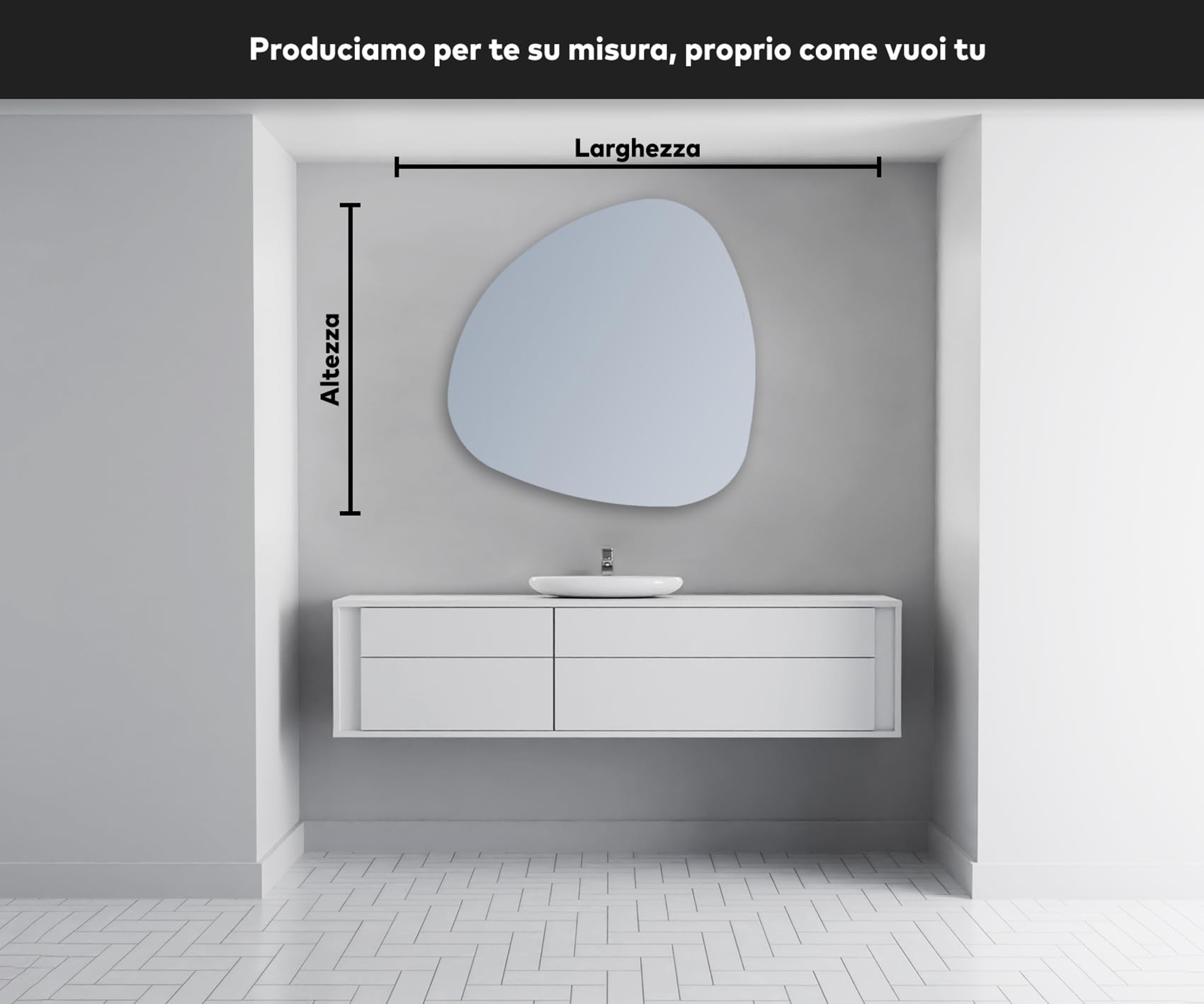 A ARTFORMA decorativi Specchio LED da parete forme particolari 64x64 cm | su Misura | moderno specchi con illuminazione, retroilluminato | JAJ221