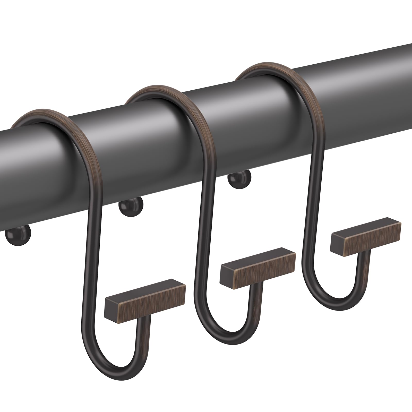 Bathway Shower Curtain Hooks, Shower Curtain Rings Rust Proof, 12PCS Shower Hooks for Shower Curtain, T-Bar Design Convenient Elegant Shower Curtain Hangers for Bathroom Kitchen Wardrobe, Bronze
