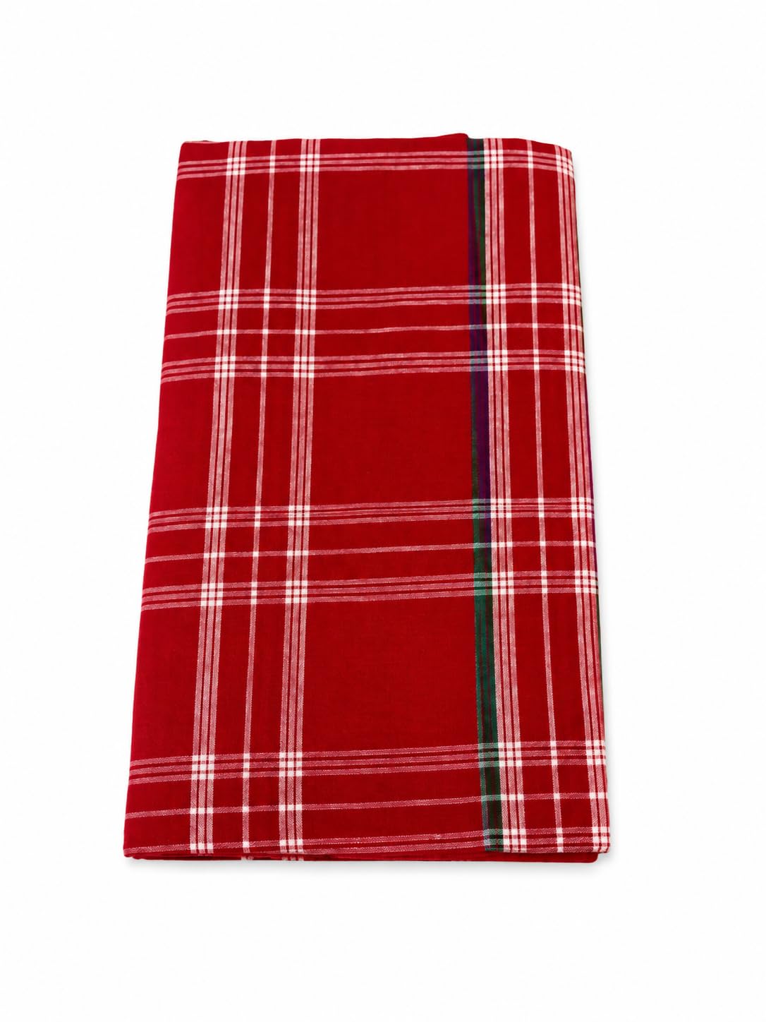 Cotton Sambalpuri Lungi Red Plaid 2.25 Meter
