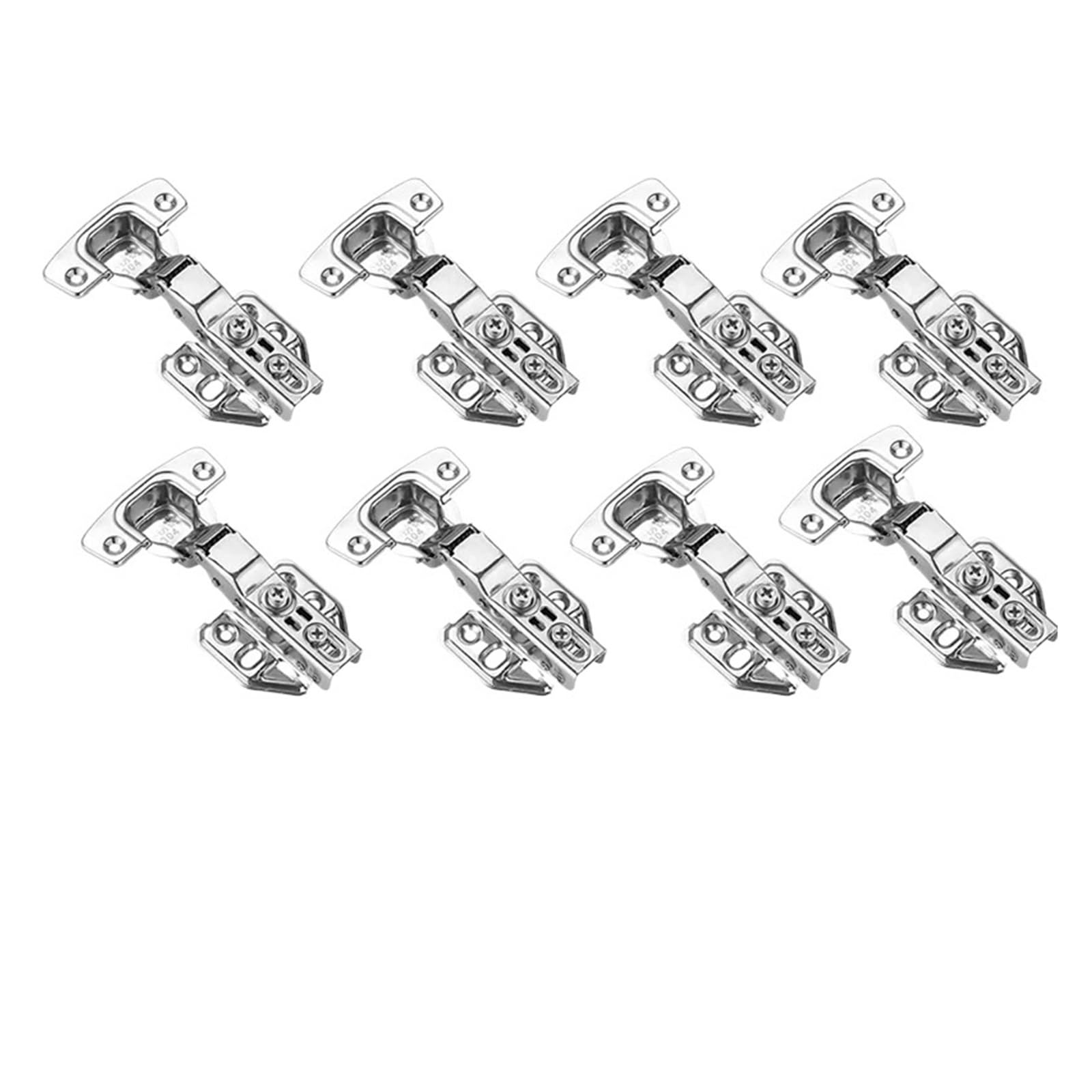 4-20Pcs Stainless Steel Cabinet Door Hinges Hydraulic Damper Buffer Soft Close Quiet Wardrobe Concealed with Screws(Half Overlay 8Pcs)