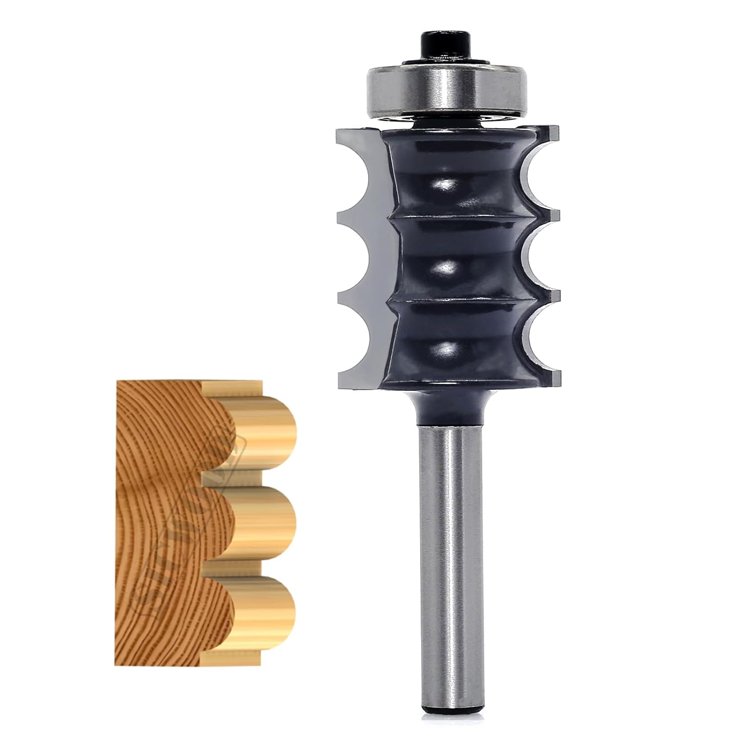 Triple Bead Router Bit 1/4 Inch Shank, 1/8" Radius, 1" Cutting Height, Three-Beaded, for Wood Molding,Cabinet Edging & Furniture Trim, Professional Decorative Edge