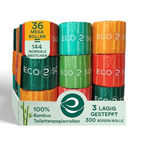 ECO SOUL 100% Bambus Premium 3-lagiges Toilettenpapier Set mit 36