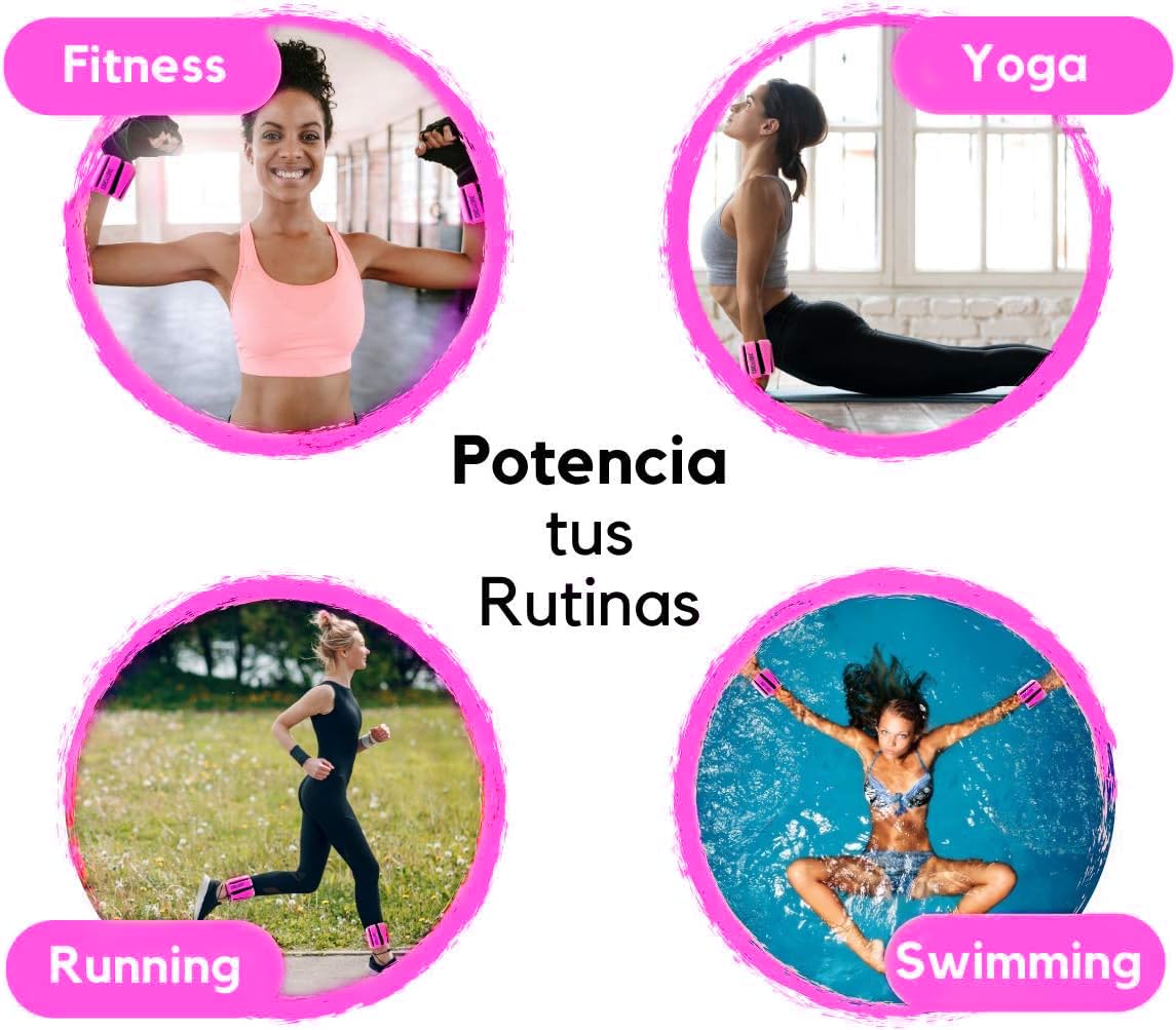 CHIC & LOVE® x Crys Dyaz Gewichts-Set für Knöchel und Handgelenk, 2 x 0,45 kg, verstellbar und verstellbar, für Fitnessstudio, Schwimmen, Pilates oder Yoga (Fuchsia)
