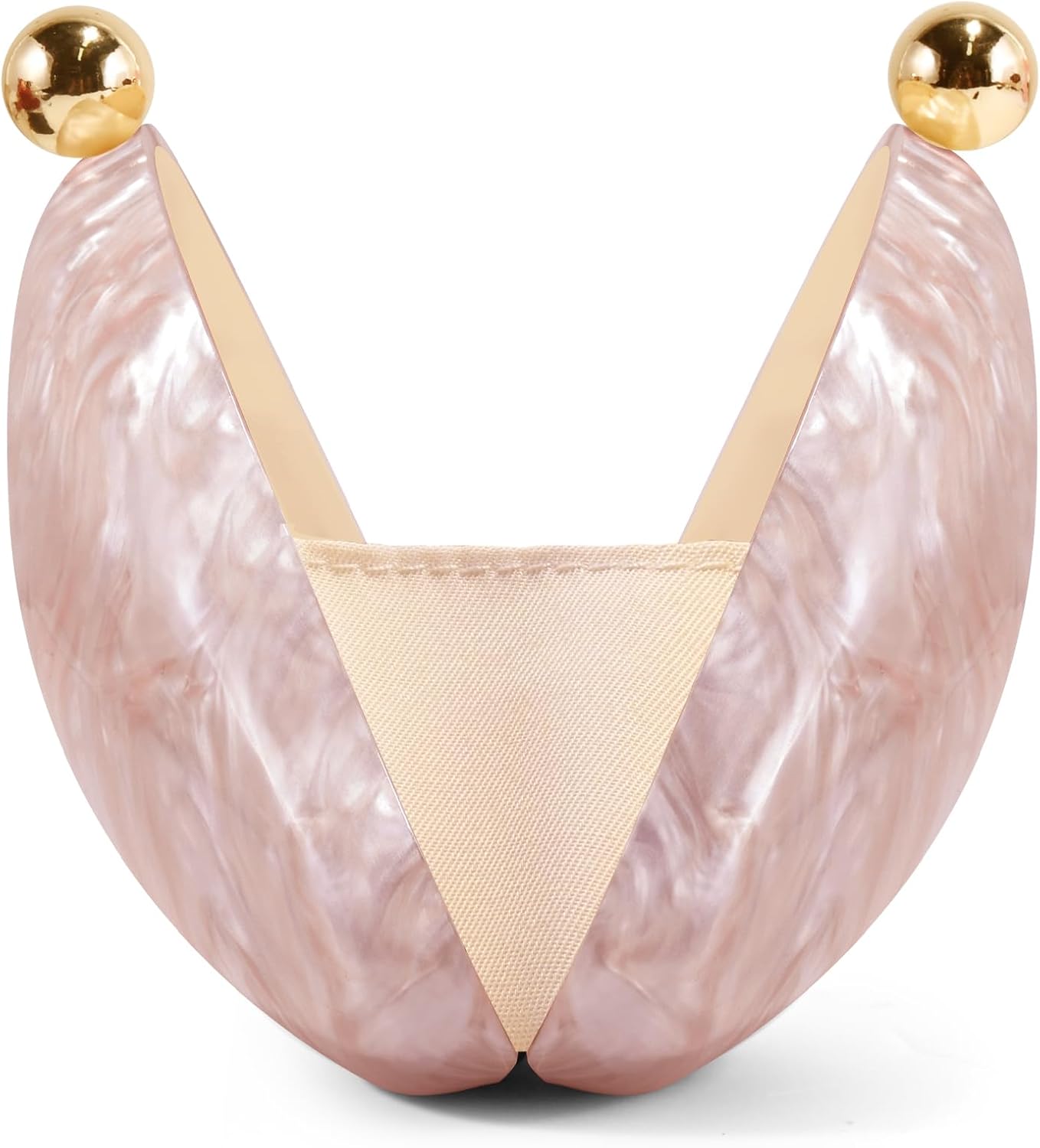 Acrylic Seashell Clutch Purse for Women, Elegant Marble Evening Bag with Gold-Tone Magnetic Clasp, Wedding Party Clutch Handbags, Pink - Image 3