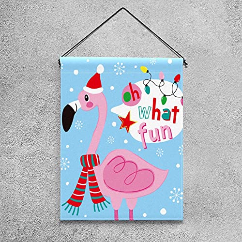 Drapeau de jardin flamant rose et flocon 30x45 cm double face en polyester pongé