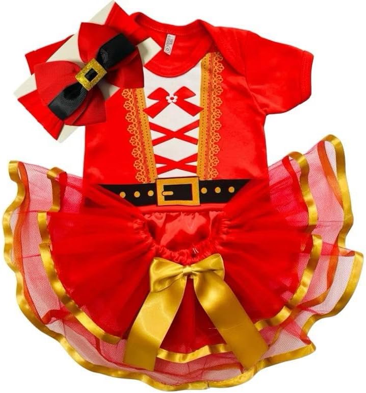 Body Bebê Temático Mesersário Natal + Laço + Tule Premium (G)