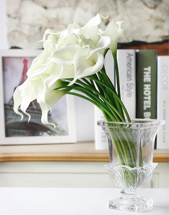NatureMan 10pcs Artificial Calla Lily Flowers 13 PUTrue Touch FlowerHome Kitchen & Wedding Party Decoration (White)