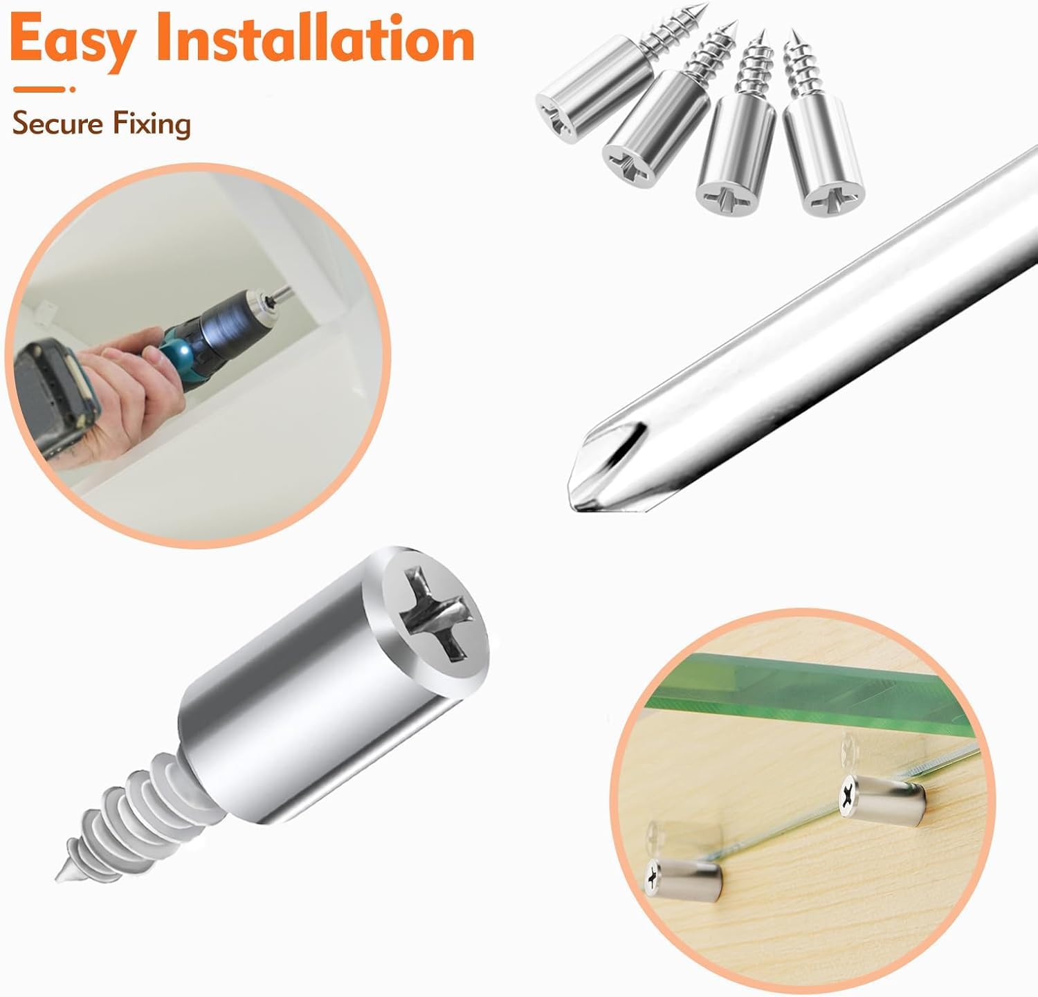 40 PCS Shelf Support Pegs, Shelf Pins, Shelf Support Pins 7mm Studs Self-Tapping Cupboard Shelf Pegs with Screwdriver - Image 3