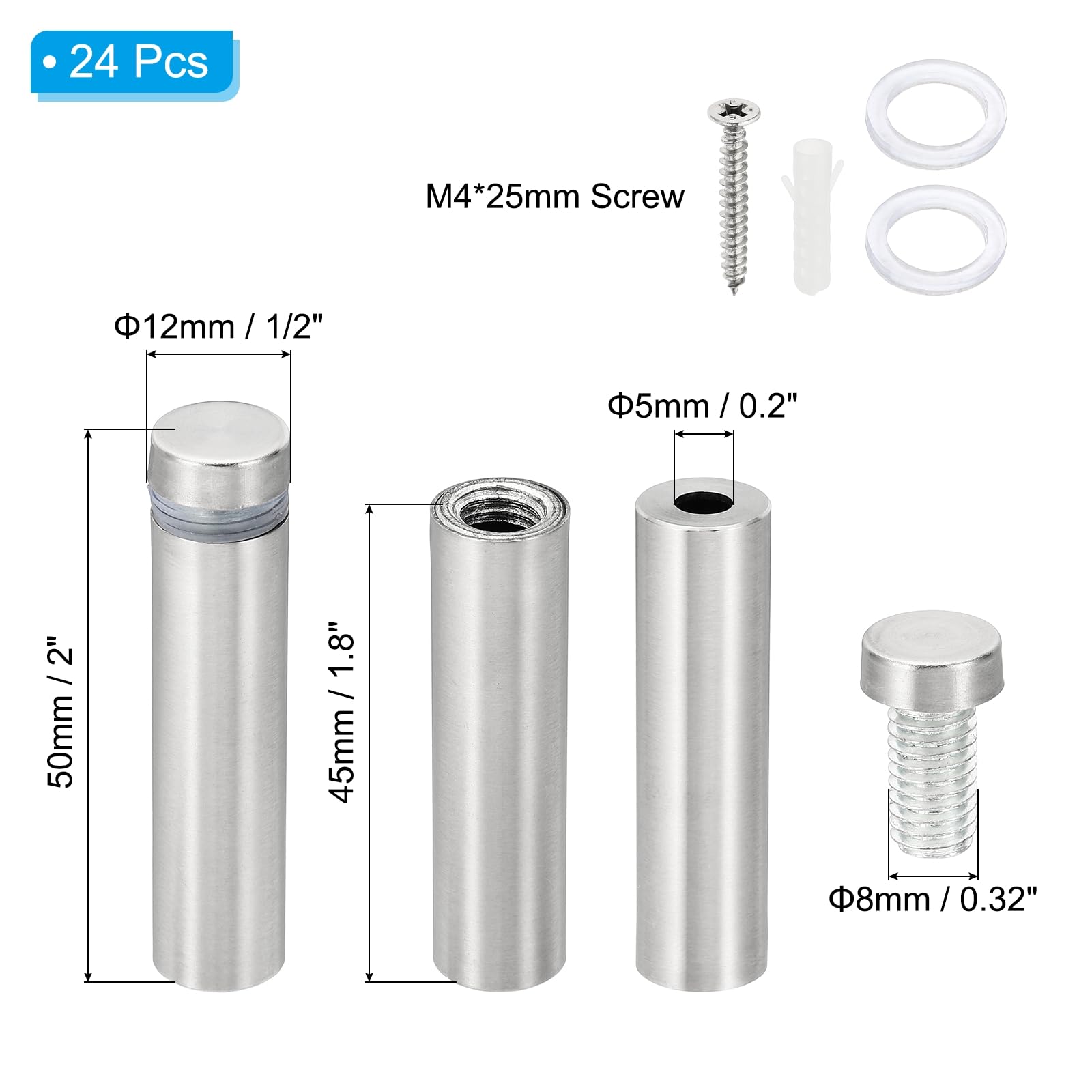 PATIKIL 1/2 x 2 inch Sign Standoff Screws - Image 2
