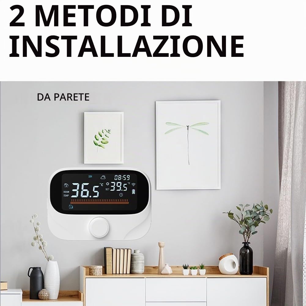 Termostato per caldaia RF, termostato intelligente da parete, con ricevitore, WiFi + RF termostato per ambiente controllato tramite app wireless (WiTH3)