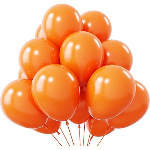 KBZVNAF Orange Balloons Latex Party Balloons - 50 Pack 12 inch Helium Matte Orange Balloons for Birthday Wedding Baby Shower Halloween Party Decorations
