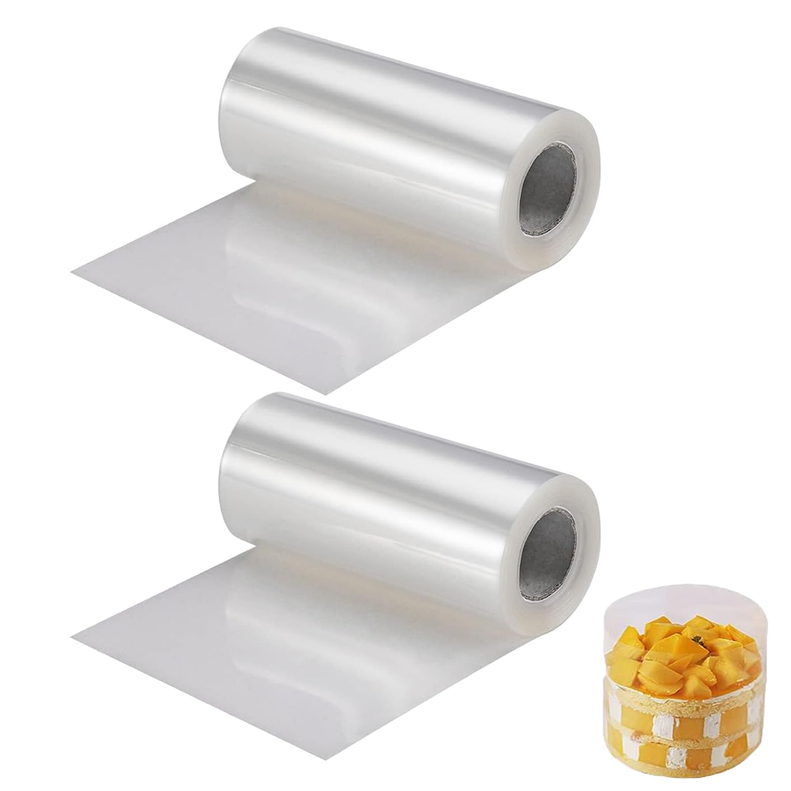 2 PCS Acetate Sheets,6cm X 10m Cake Collar Acetate Sheets Roll Clear Transparent Baking Strip for Mousse Mini Cheesecakes Chocolate Cakes Cake Decorating DIY Pastry Mold Edge Professional Kitchen Use