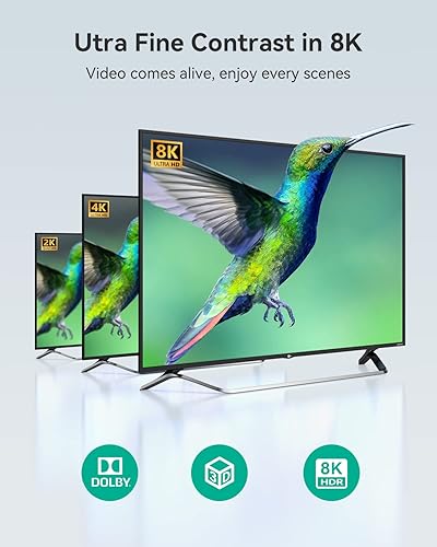 Miniatura 5 de Interruptor HDMI 2.1, divisor de conmutador HDMI GANA 8K 2 en 1 salida, soporta 4K a 120 Hz, 8K  60 Hz, aluminio de alta velocidad de 48 Gbps