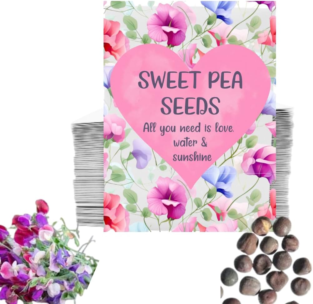 Blooming Memories 100 x Funeral Seed Packets with Sweet Pea Seeds/Funeral Favours for Guests to Grow Funeral Flowers/Perfect Funeral Decorations & Funeral Gifts