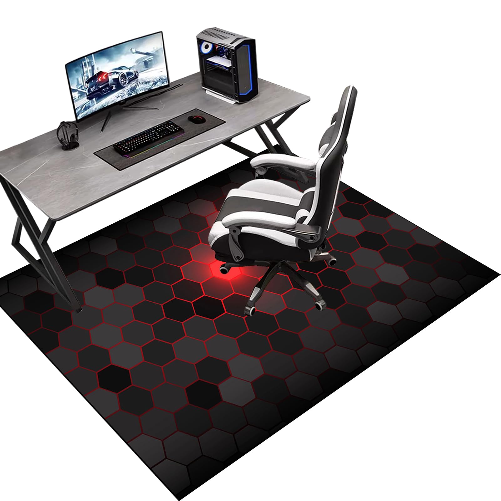 Computer Gaming Chair Mat | Office Chair Mat for Hard Floor | Desk Chair Mat | Floor Protector Mat | Carpet Protector Chair Mat for Office Home Hardwood Laminate Floor Rolling Chair 140 x 180 cm