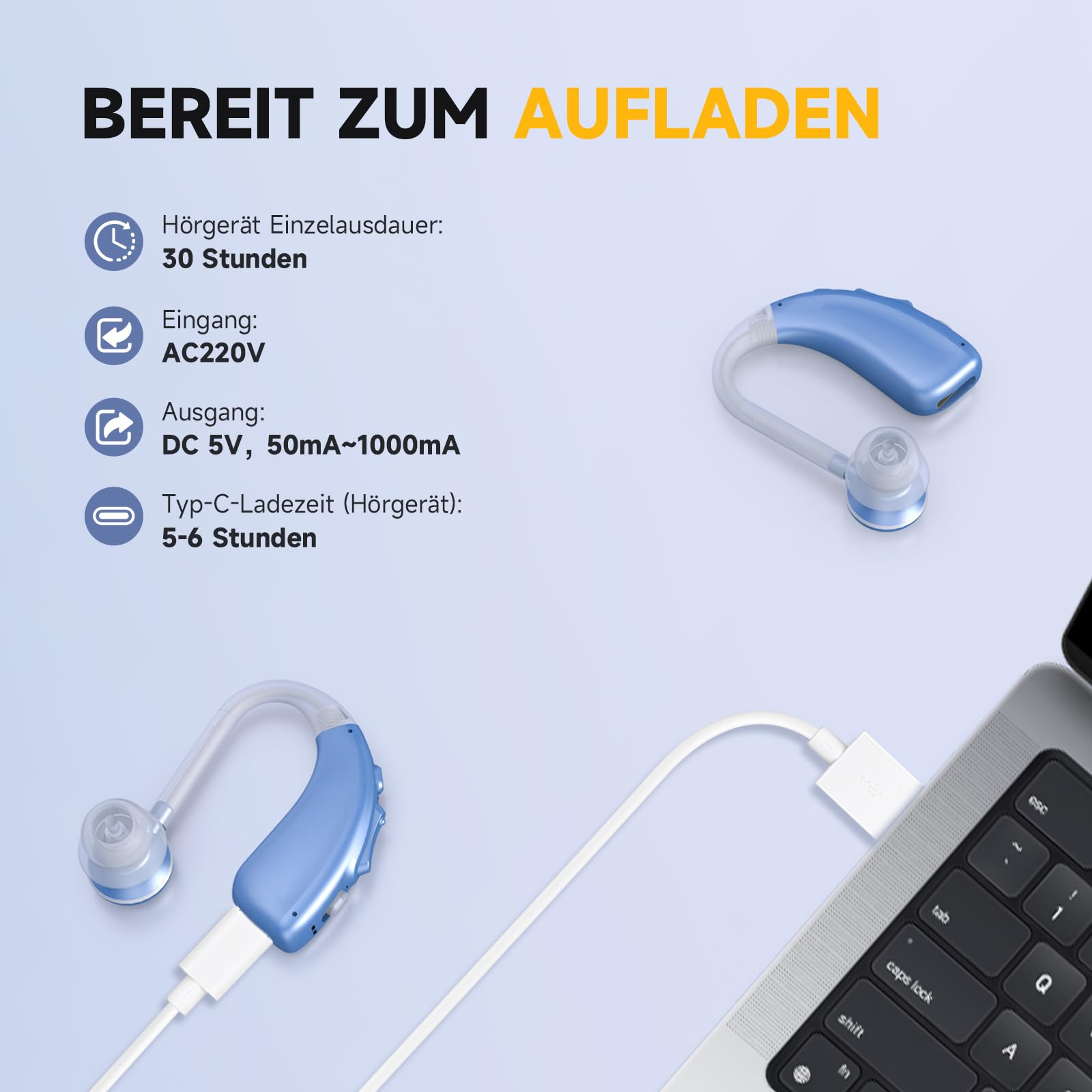 Wiederaufladbares Gerät, Lange Akkulaufzeit, hochauflösende Klangqualität, Geräuschunterdrückungsfunktion (Blue)