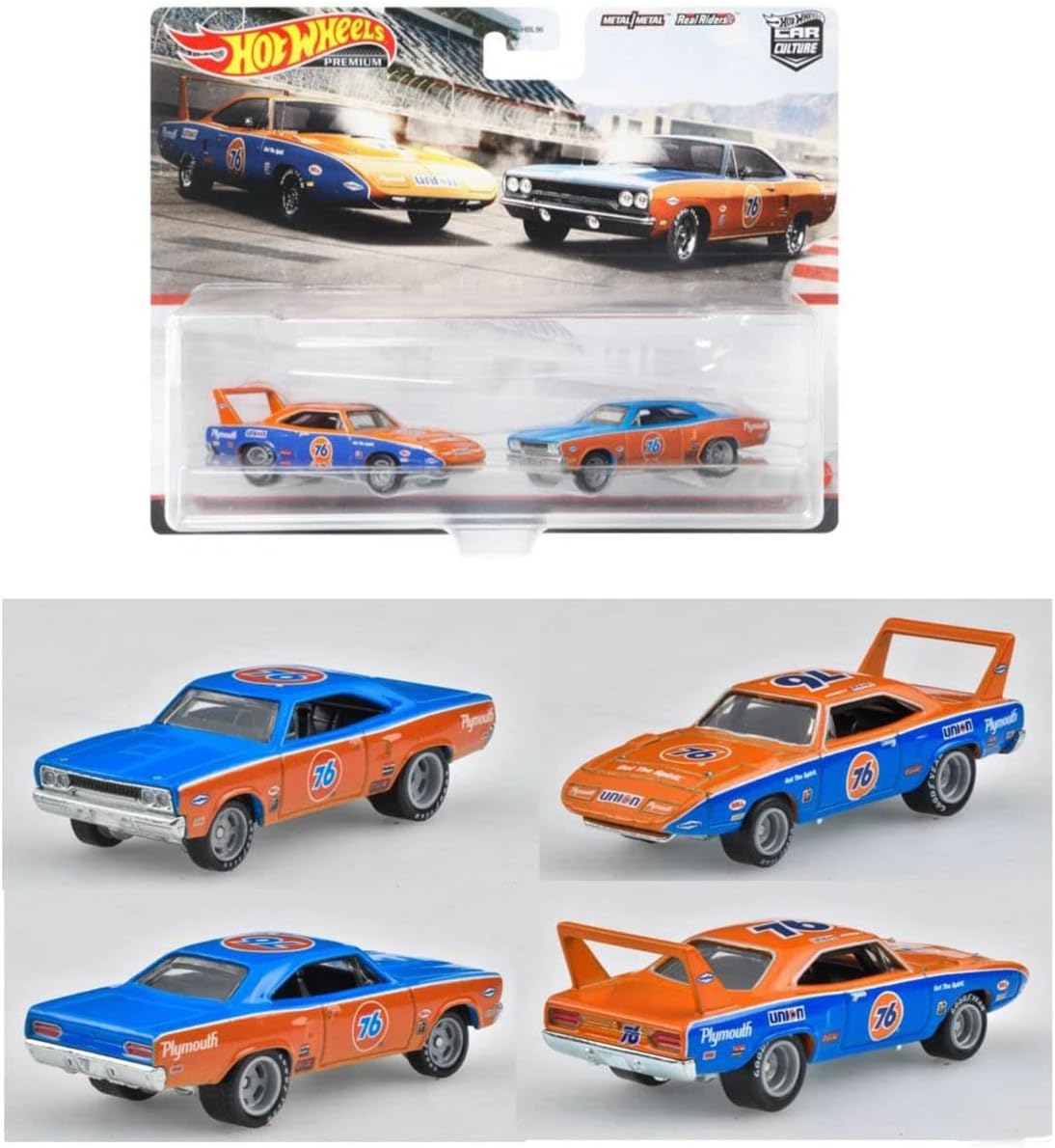 Hot Wheels Car Culture '70 Plymouth Superbird + '70 Roadrunner, Premium 1:64 Scale Double Pack