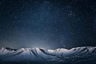 Stars Sky Snowy Mountains Night Landscape Photo Cool Wall Art Print Poster 24x36