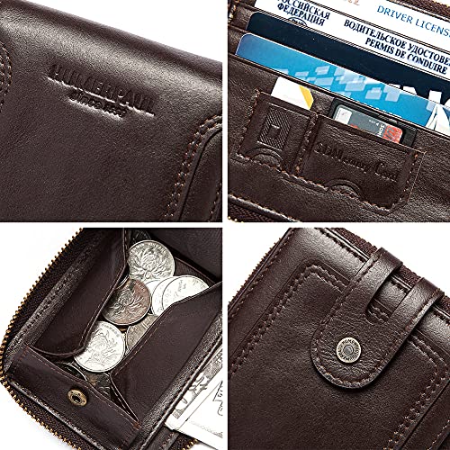 Image of Genuine Leather Wallet for Men - Slim Bifold Wallet with Photo ID Window, Cash & Card Organizer(Coffee)