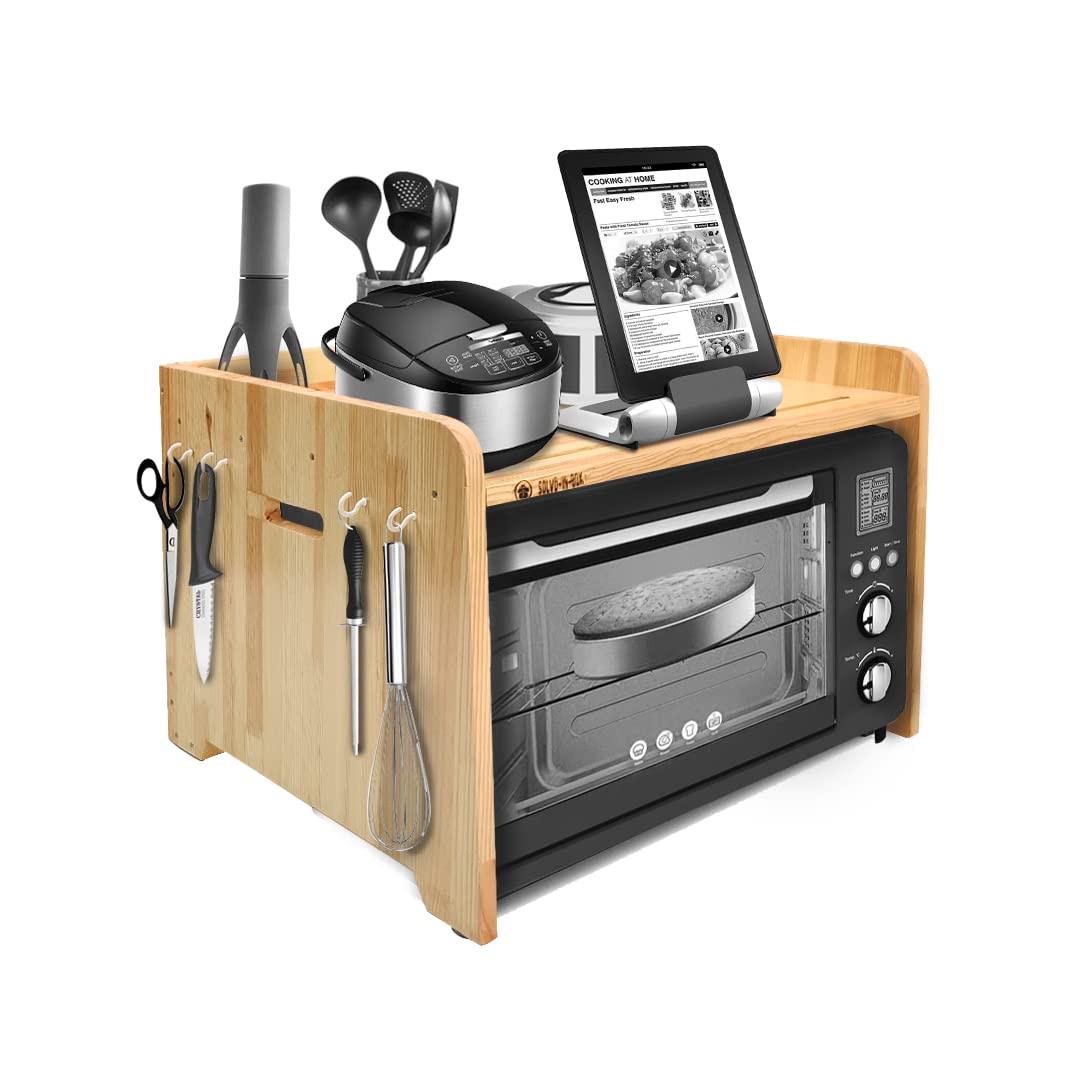 SOLVD-IN-BOX Microwave Oven Stand 2 Tier Wooden Microwave Oven Rack Kitchen Storage and Shelf, MicroOvenRack OrganizerOven for Kitchen Top OTG OvenRack, Wooden OvenCabinet, MicroOven Cabinet-picture-32