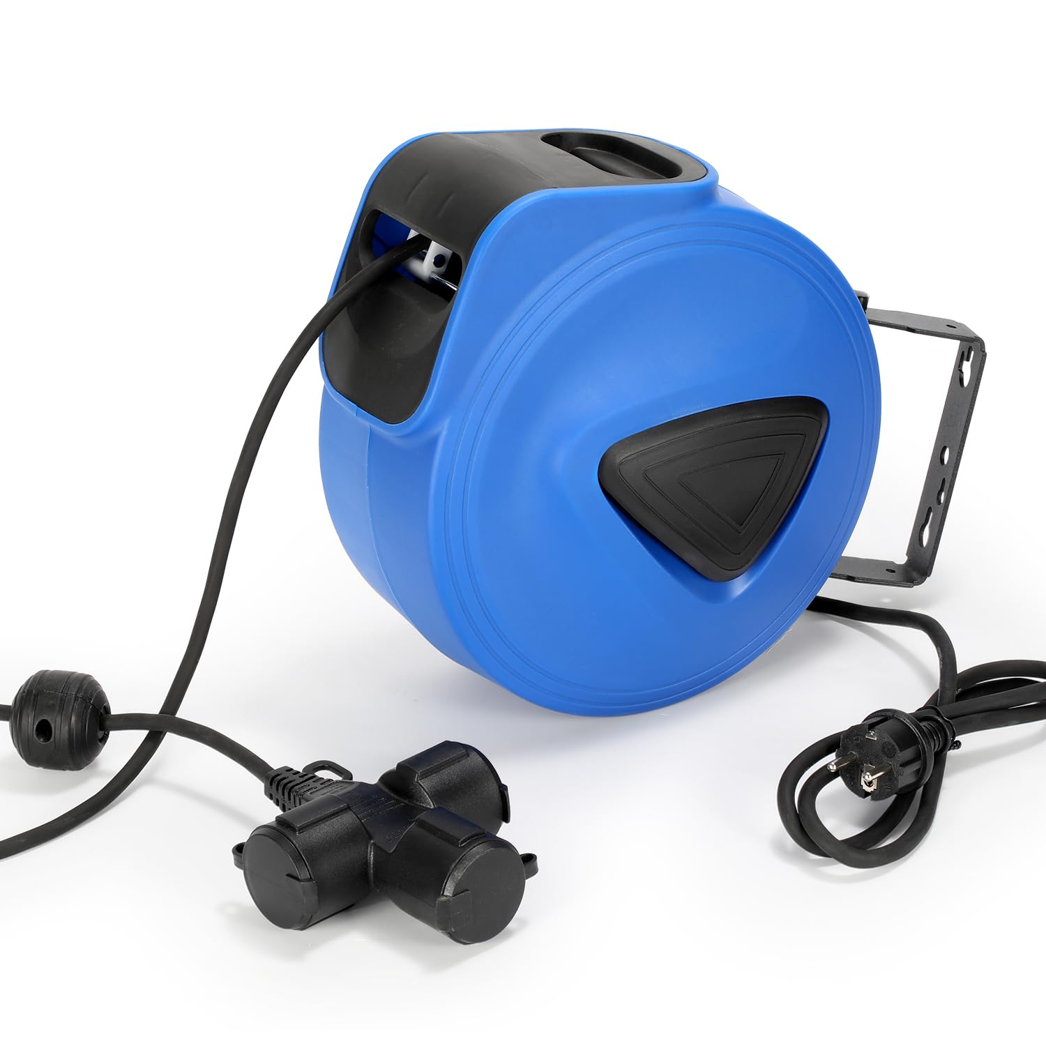 Avvolgicavo automatico, 20 m + 1,5 m, con connettore a 3 scomparti, girevole a 180°, avvolgitubo, avvolgitubo, montaggio a parete
