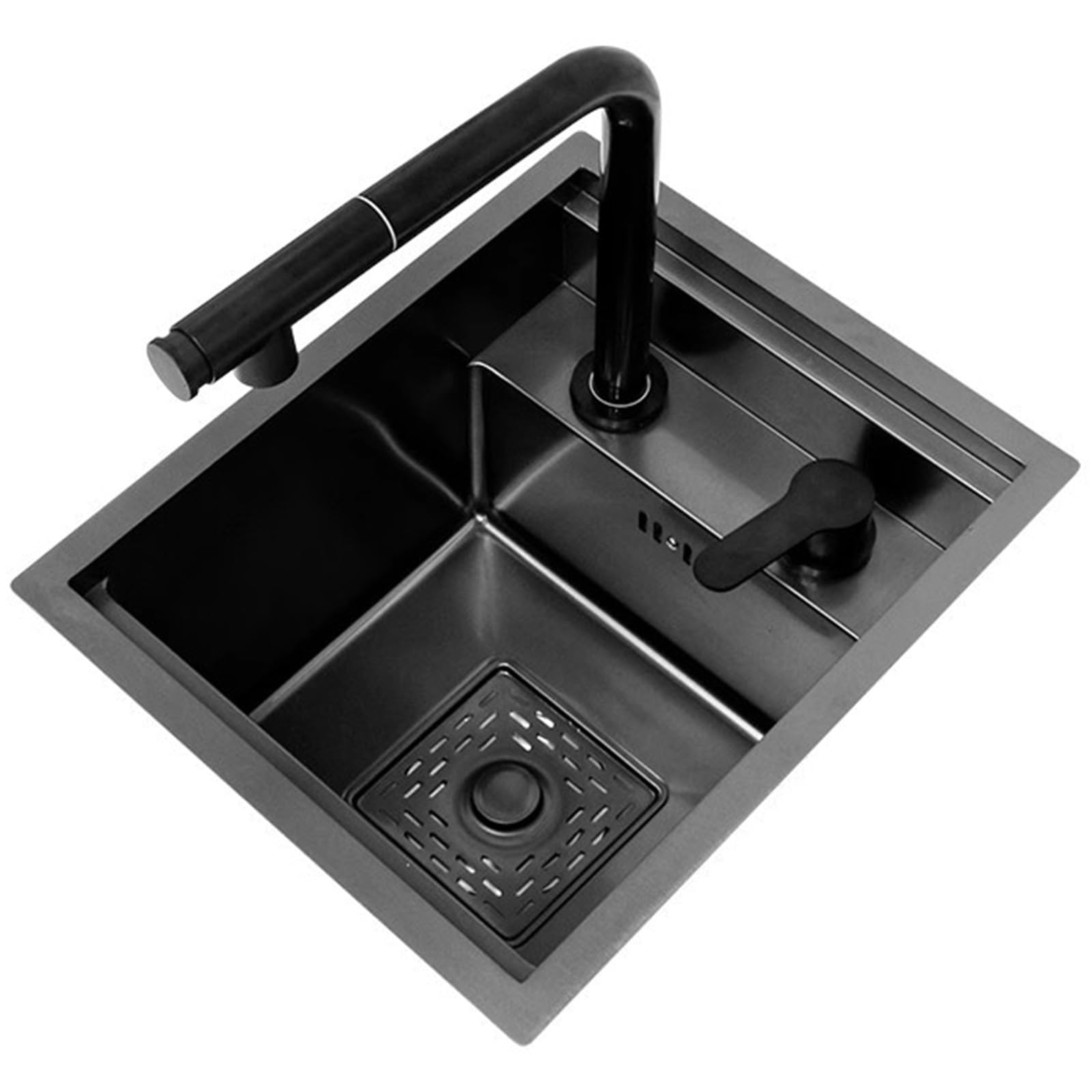 Amazon.com: 隱藏式水槽黑色廚房水槽Rv 水槽酒吧迷你水槽可升降水龍頭不銹鋼水槽附蓋附配件(尺寸:40X44X22.5 釐米)  (42X43X22.5 釐米) : 家居裝修