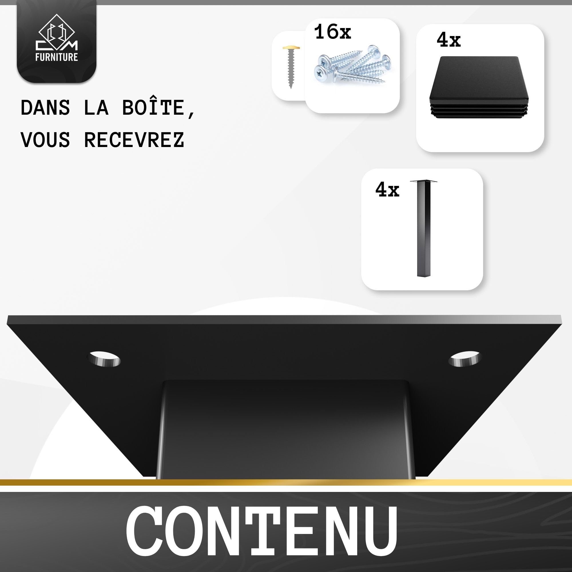 4 pièces Pied de Table Port H: 72 cm