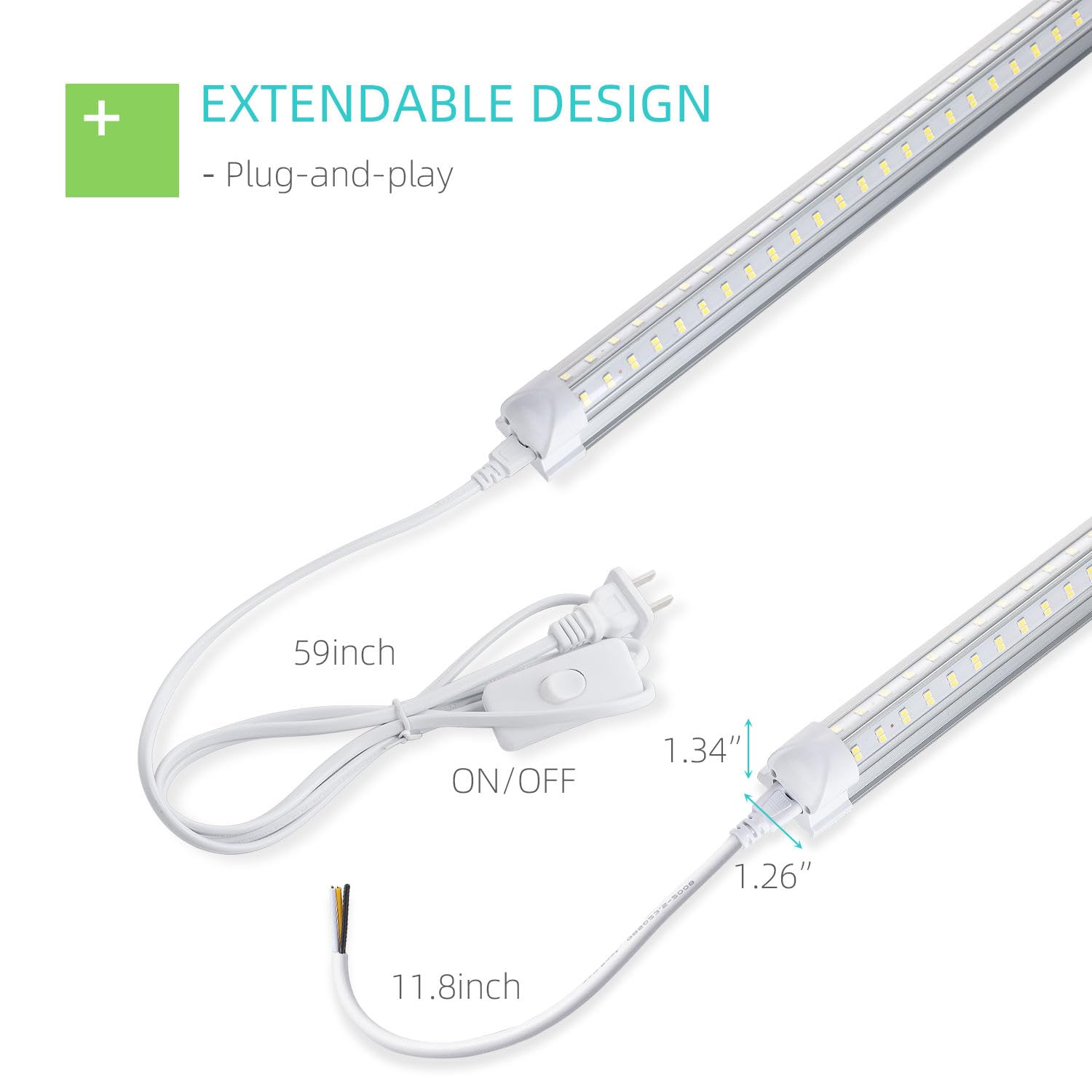 SUERCAI.YO 3FT LED Shop Light, 36W 5000lm Super Bright 6500K