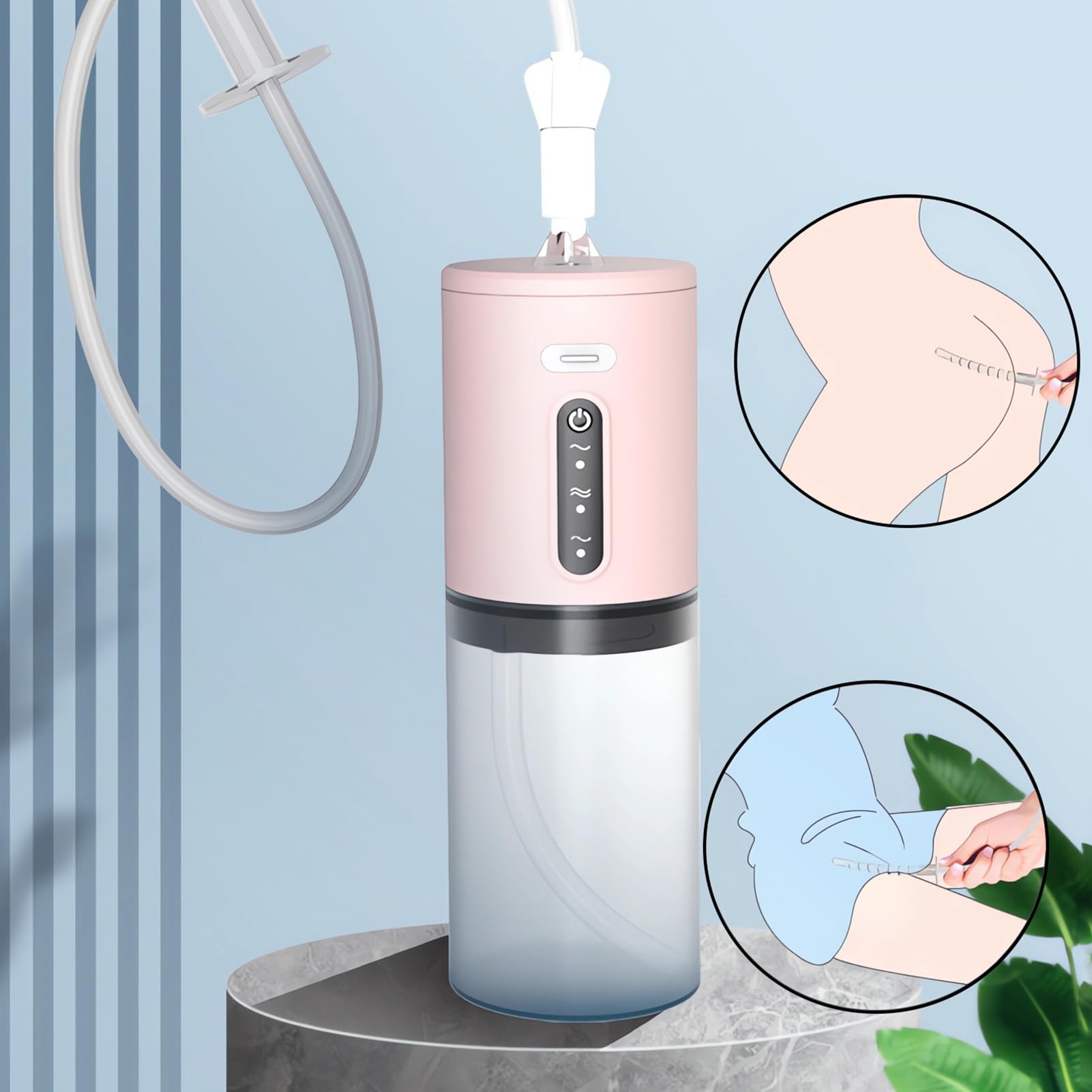 SXOVO Poire à Lavement Intime 280ml Douches Anale et Vaginale Électrique avec Cathéter Extra Long Enema Douchette Intime avec 3 Vitesses de Pulvérisatio pour Colon et Intestins