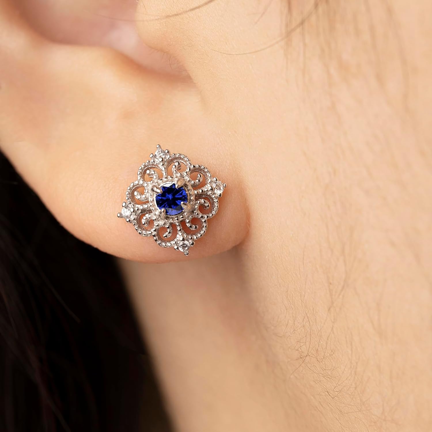 Small Purple Amethyst Sterling Silver Stud Earrings For Women Hypoallergenic Square Handmade Dainty Classy Nickle Free Light Weight February Birthstone Earrings Jewelry Gift For Her Keenove - Image 2