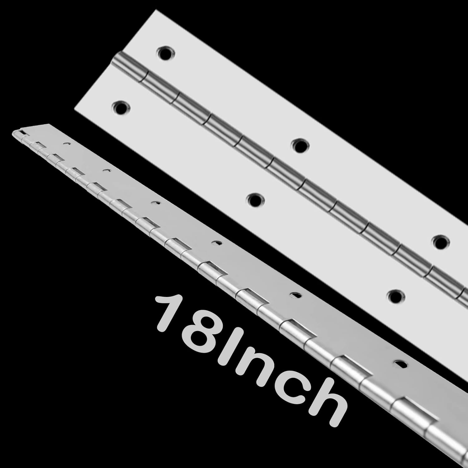 2Pcs Heavy Duty Piano Hinge, 18 Inch Long x 2 Inch Open Width Piano Hinges with Holes, Stainless