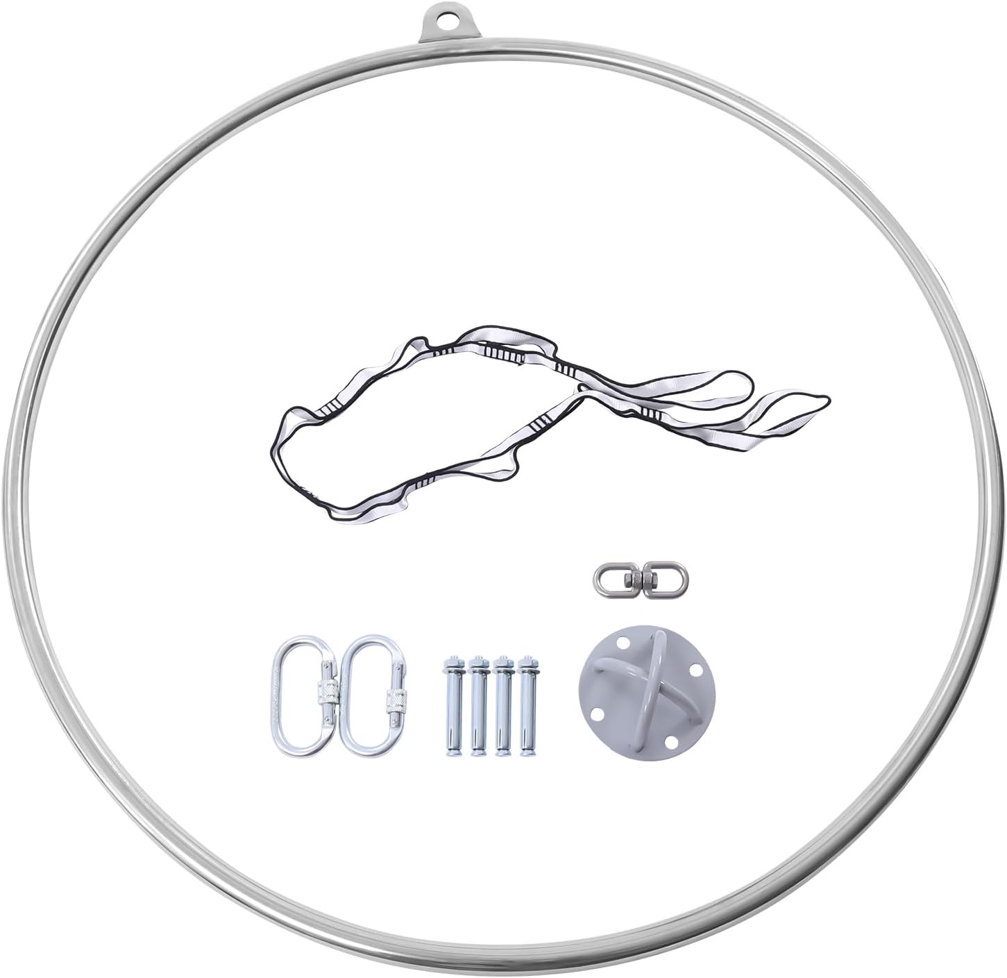 85cm Aerial Lyra Hoop Gymnastic Equipment Single Point Yoga Ring Dancing Circus, Silver