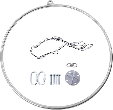85cm Aerial Lyra Hoop Gymnastic Equipment Single Point Yoga Ring Dancing Circus, Silver