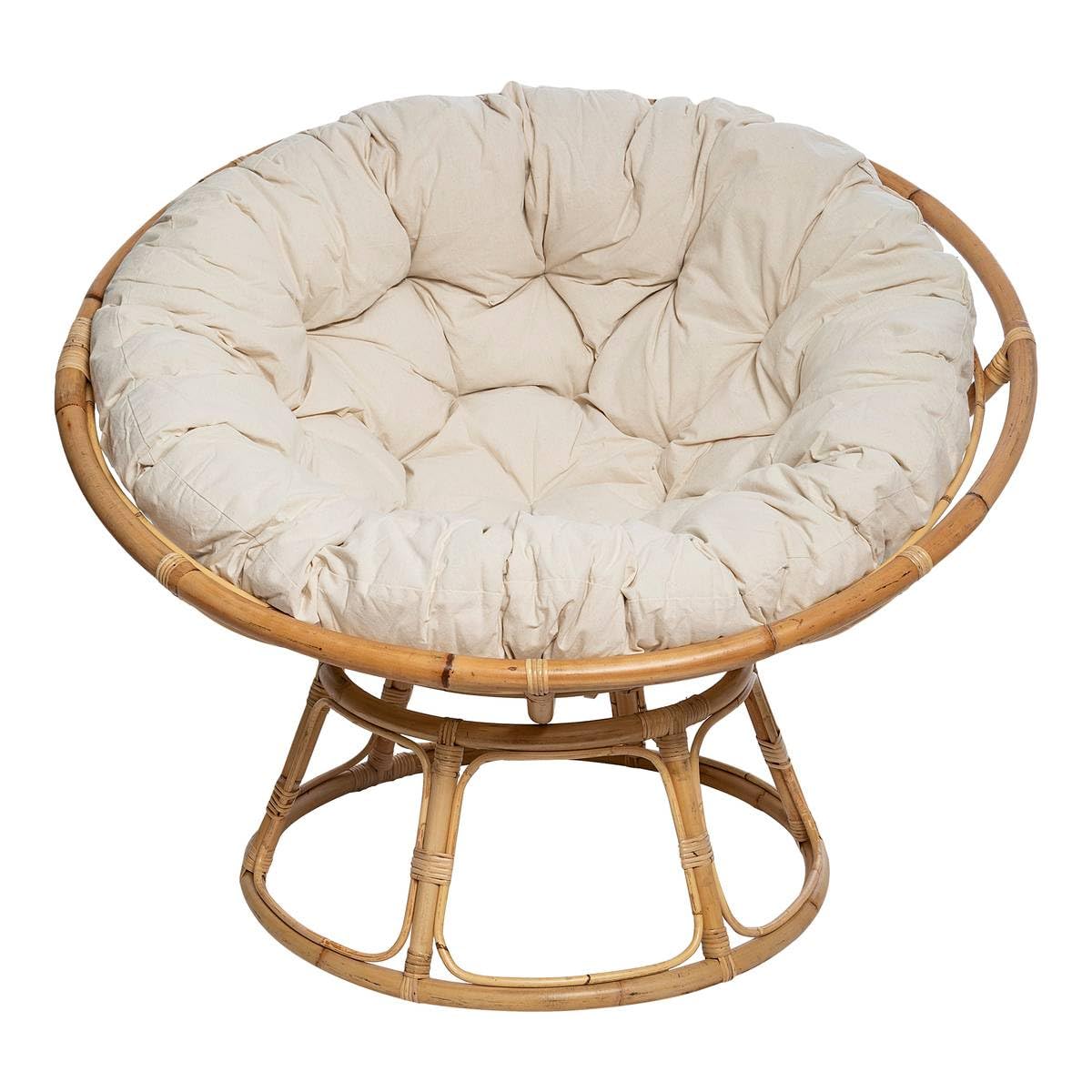 Atmosphera Créateur d'Intérieur - Fauteuil Seram en Rotin - Chaise Papasan Confortable avec Coussin - Intérieur et Extérieur - Mobilier de Jardin, Terrasse, Balcon, Salon